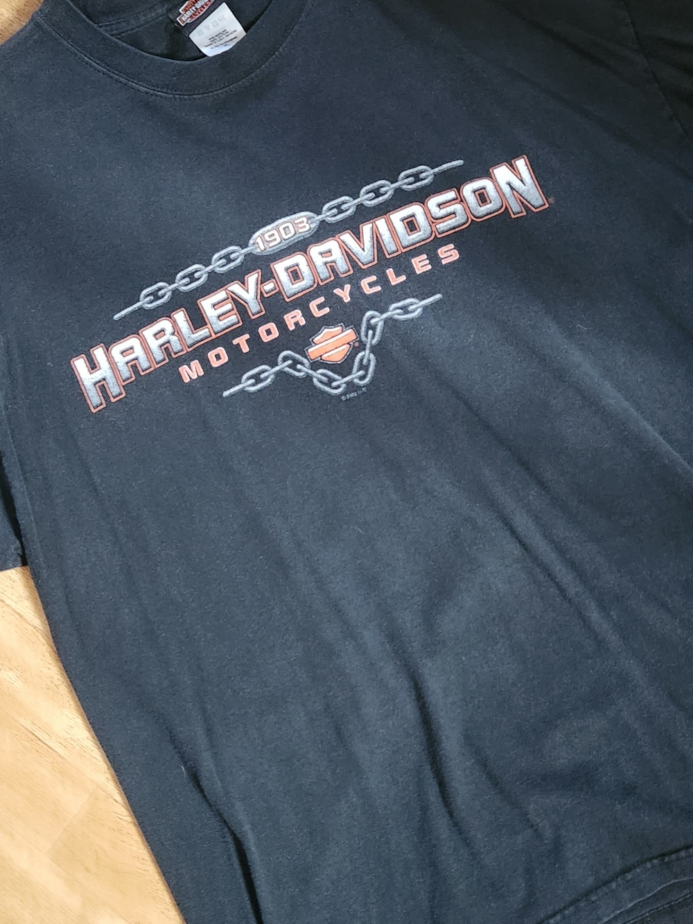 VTG Y2K Harley-Davidson Men's Black Graphic Logo T-Shirt